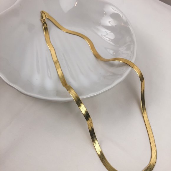 Gold Plated Sterling Silver Herringbone Chain Made in Italy – 4.45mm - Picture 3 of 5